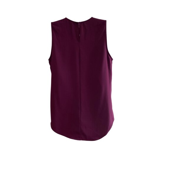 Theory Sleeveless Burgundy Urban Crepe Blouse L 100% Polyester Womens Top - Picture 5 of 8